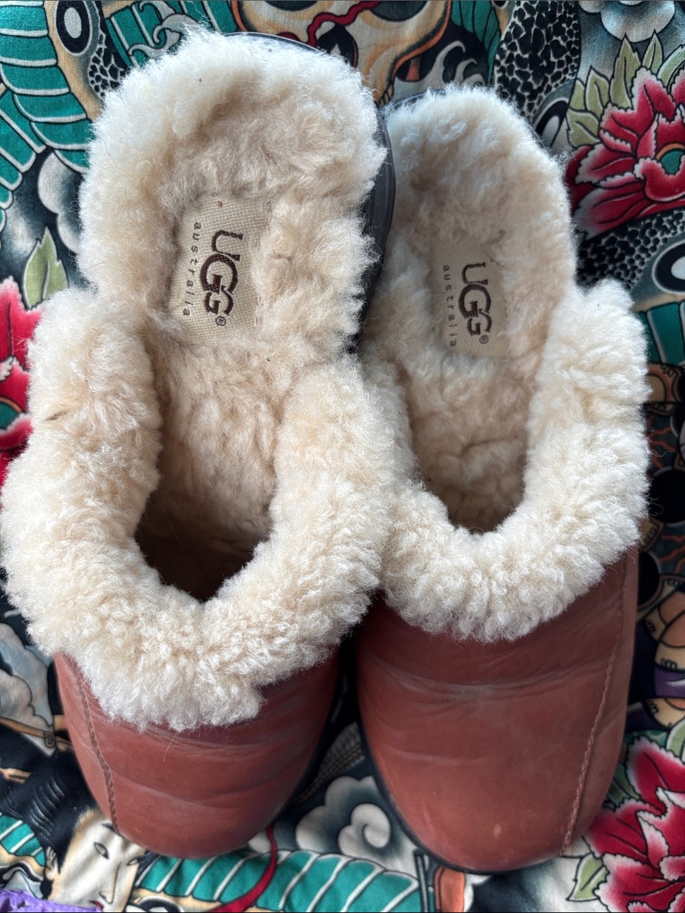 UGG Women's Chestnut Sheepskin-Lined Slip-On Slippers